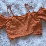 Kerrick Women's Orange Puff sleeve Eyelet Top Photo 3