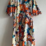 52seven Abstract Floral Print Midi Dress
Button Front 3/4 Sleeve Size 2 Orange Photo 0