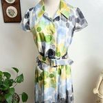 Badgley Mischka Silk Bubble Spotted Print Button Down Shirt Dress Photo 0