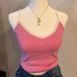Brandy Melville Pink Lace Trim Cami Top Photo 0