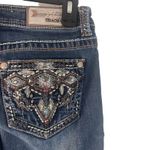 Grace LA Juniors Size 7 Western Bling Jewel Embroidered Pockets Straight Jeans‎ Blue Photo 6