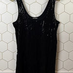 EXPRESS  Black Sequin Scoop-Neck Tank Top - Size - Large Photo 0