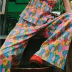 ZARA Mod Retro Floral Wide Leg Palazzo Pants size small Pink Green Yellow Photo 1