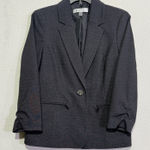 Kasper  Womens Charcoal Grey Ruched Sleeve Blazer Suit Jacket Size 8 Photo 0
