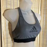 Adidas  Heather Gray Black Trim Mesh Racerback Sports Bra X Small Photo 1
