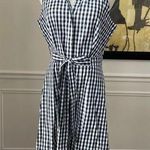 Westport Dress Barn Navy Gingham Button Front Sleeveless Shirt Dress NWT 10 Photo 0