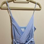 Hello Molly Fuel To My Fire Faux Wrap Midi Dress in Steel Blue Satin Size 8 Photo 6