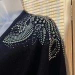 Darian Vintage 1990s Black Open Front Cardigan Sweater Silver Beading Medium Photo 8