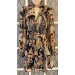 Elan  Paisley Mini Dress Size Small Tiered Fully Lined Sheer Overlay Photo 1