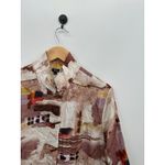 Shana Artsy Crinkle Button Tunic Top All Over Print Oversized Lagenlook Size L Brown Size L Photo 3