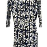J. McLaughlin Classic sheath dress by . Dark blue & crème pattern. Photo 5