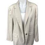 ZARA Women's Cream Beige Long Sleeve One Button Blazer Coat Suit Jacket Size XL Photo 0