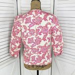 Sigrid Olsen  Floral Damask Cotton Silk Blazer Jacket Cream Pink 4 Snap Front‎ Photo 3