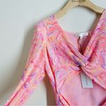 Love Shack Fancy Nanita Dress Golden Maize Pink Marble Print Cutout 0 NWT Photo 6