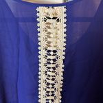 YA Los Angeles NWT  Blouse With Lace Blue and White Silk Blend Photo 4
