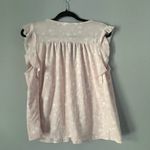 Caution to the Wind  Pink top with white stars Ruffle sleeves size large Photo 1