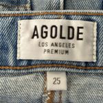 AGOLDE Skirt Womens 2 25" Blue Denim Pencil Straight Mini Skirt Distress Casual Photo 3
