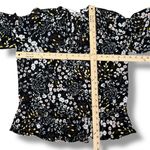 Parker Floral Ruffle Trim V Neck Long Sleeve Blouse Black Multi Small Photo 10