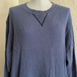 Aerie  Slate Blue Big Chill Waffle Weave Textured Crewneck Pullover Medium Photo 1