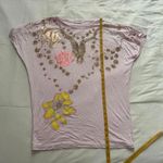 Tsumori Chisato Cute purple and gold glitter print draped top Size 2 Pink Photo 5