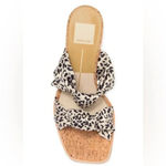 Dolce Vita Naji Knotted Cork Wedge Mule Leopard Satin Tan Size 8.5 Photo 2