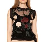 Gracia NWT Floral Embroidered Sheer Top Photo 0