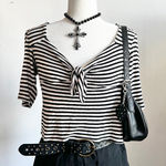 Striped Bell Sleeve Top, Y2K, Soft Grunge, Mall Goth, Retro, Tumblr‎ 2014, Small Photo 0