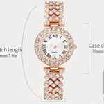 2pcs Watch and Bracelet Set Women Quartz Watch + Heart Bracelet Bling Rose Gold Photo 3