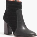 Madewell Lindley Quilted Suede Leather Ankle Boot with Block Heel Photo 0