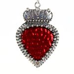 Handmade Gothic Red Heart Necklace Queen of Hearts Inspired Pendant Silver Toned Metal Photo 2