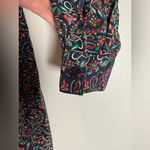 Talbots Vintage  Shirt Dress 100% Silk Navy Green Floral Pattern Women’s Size 14 Photo 7