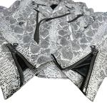 Alice + Olivia Lambleather Snake Print Moto Jacket Size Small Cropped Black White Photo 5