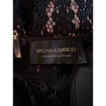 Bronx and Banco Allegra Midi Black Guipure Lace Tan Fringe Midi Dress NWT Large Photo 8