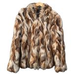 Vintage 90s Brown Fur Coat Zip Up Hoodie Luxury Jacket Size XL Photo 0