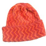Free People  Beanie Women’s OS Orange Ziggy Fuzzy Hat Chevron Cuffed Skull Cap Photo 0