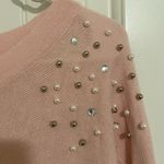 Iz Byer NWOT | women’s pale pink pearl jewel 3/4 sleeve knit sweater XL Photo 1
