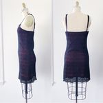 EXPRESS vintage • 90s  black lace mini dress red lining crochet spaghetti strap Photo 11