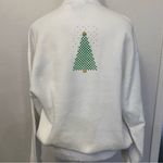 Jerzees Vintage Christmas sweatshirt white holiday rabbit puffy paint ugly L Photo 4