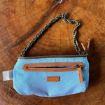 J.Crew Vintage Y2K Small  Blue Silk Shoulder Bag with chain EUC Photo 2