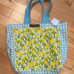 Laura Ashley  Yellow Lemon and Blue Gingham cotton Canvas Tote Bag Photo 0