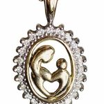 Zales Mother Child Yellow Gold 10k pendant Diamond 1/7TW PENDANT ONLY Photo 0