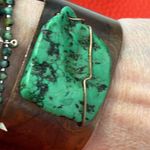 Hand Crafted Artisan Copper Cuff Bracelet with Turquoise Stone Centerpiece Photo 6