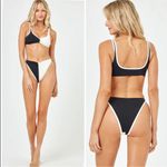 l*space L* Cardi Bikini Top & Jada High Waist Bottoms Bikini Set Black Cream SMALL Photo 12