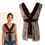 Max Studio  Y2K 2000'S MESH LAYERED BROWN NEUTRAL GRAPHIC TANK BLOUSE X SMALL NWT Photo 1