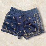 J.Crew Navy Blue Pineapple Embroidered Women's Shorts size Small elastic waist Photo 0