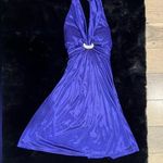 My Michelle  Purple Halter Dress Satin Shine Party Cocktail Y2K Rhinestone Small Photo 0
