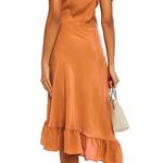 Maje Routila Wrap-Effect Cold-Shoulder Ruffled Broadcloth Dress - Orange Photo 2