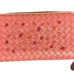 Bottega Veneta  Floral Embroidered Intrecciato Leather Zip Around Wallet in Pink Photo 2