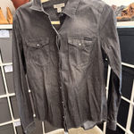 Calvin Klein Jeans Pearl Snap Black Denim Button Shirt Photo 0