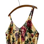 Vintage Escapades Vibrant Floral Cream Silk Slip Dress, No Tag, Size Large or XL Red Photo 1
